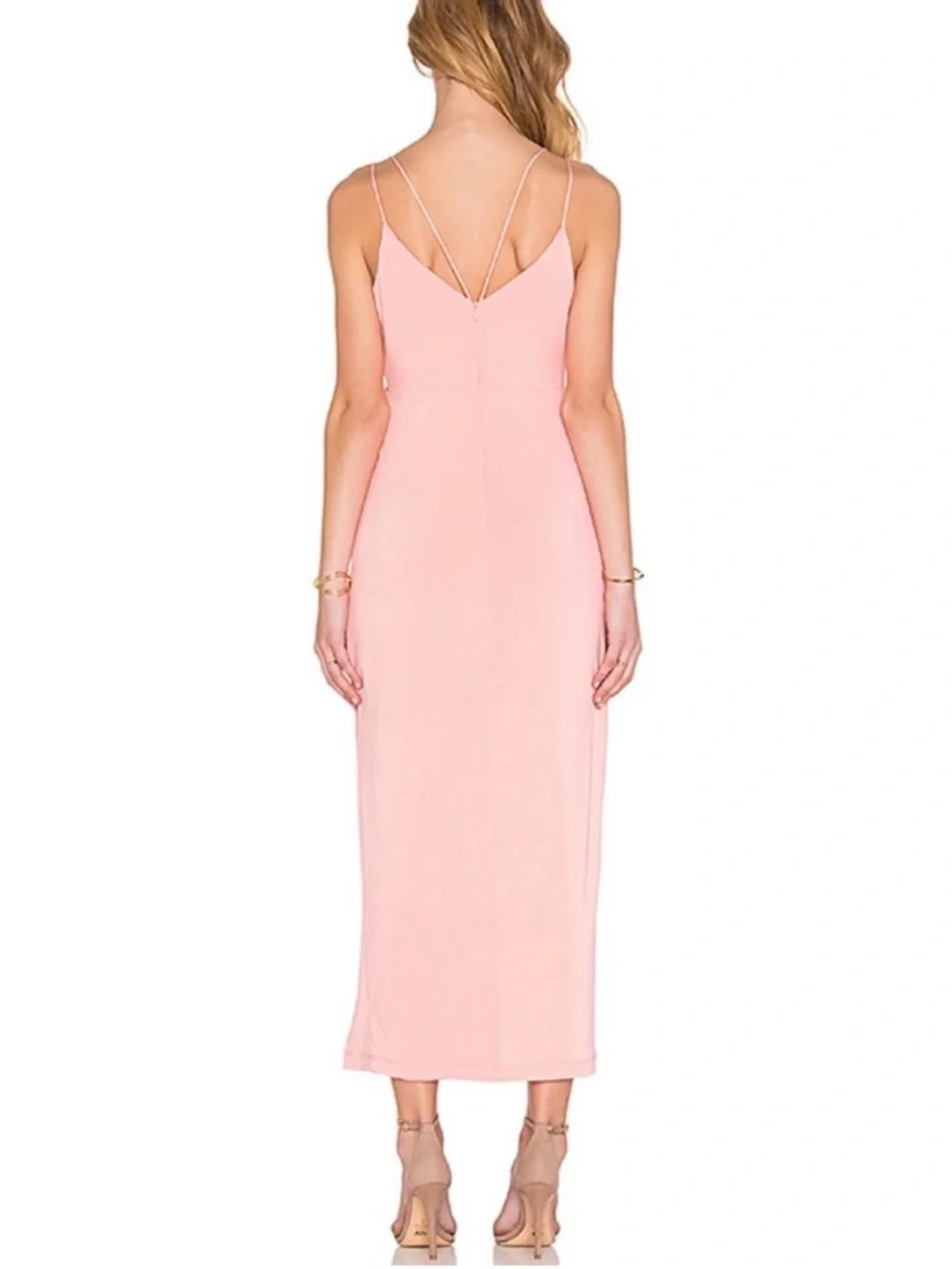 Bardot Nadia Spaghetti-Strap Maxi Dress with High Slit in Sherbert Size XS/4